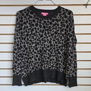 Isaac Mizrahi Gray Leopard Print Sweater XL